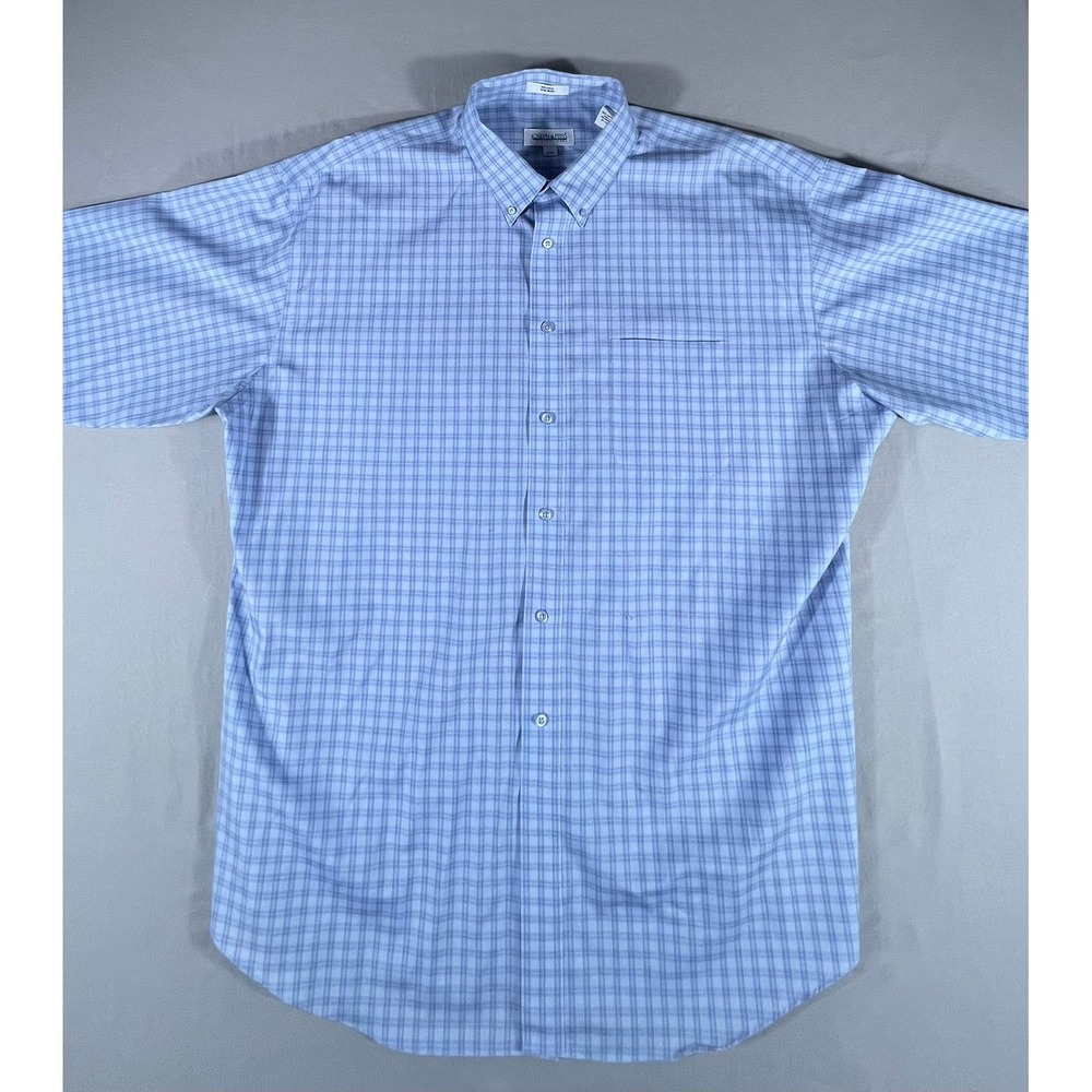 Joseph & Feiss Men's XXL Blue Check Non-Iron 100% Cotton Button Down Dress Shirt - Picture 2 of 9